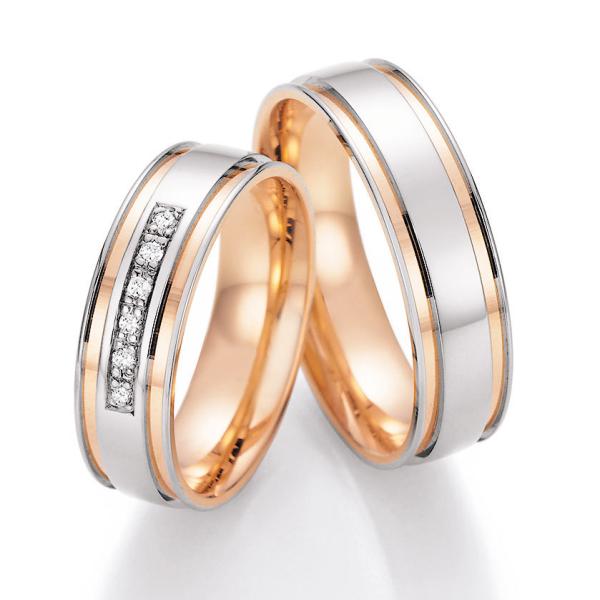 Nowotny-Collection Ruesch Trauringe Weiss-Rotgold 66/42170-060 + 66/42180-060